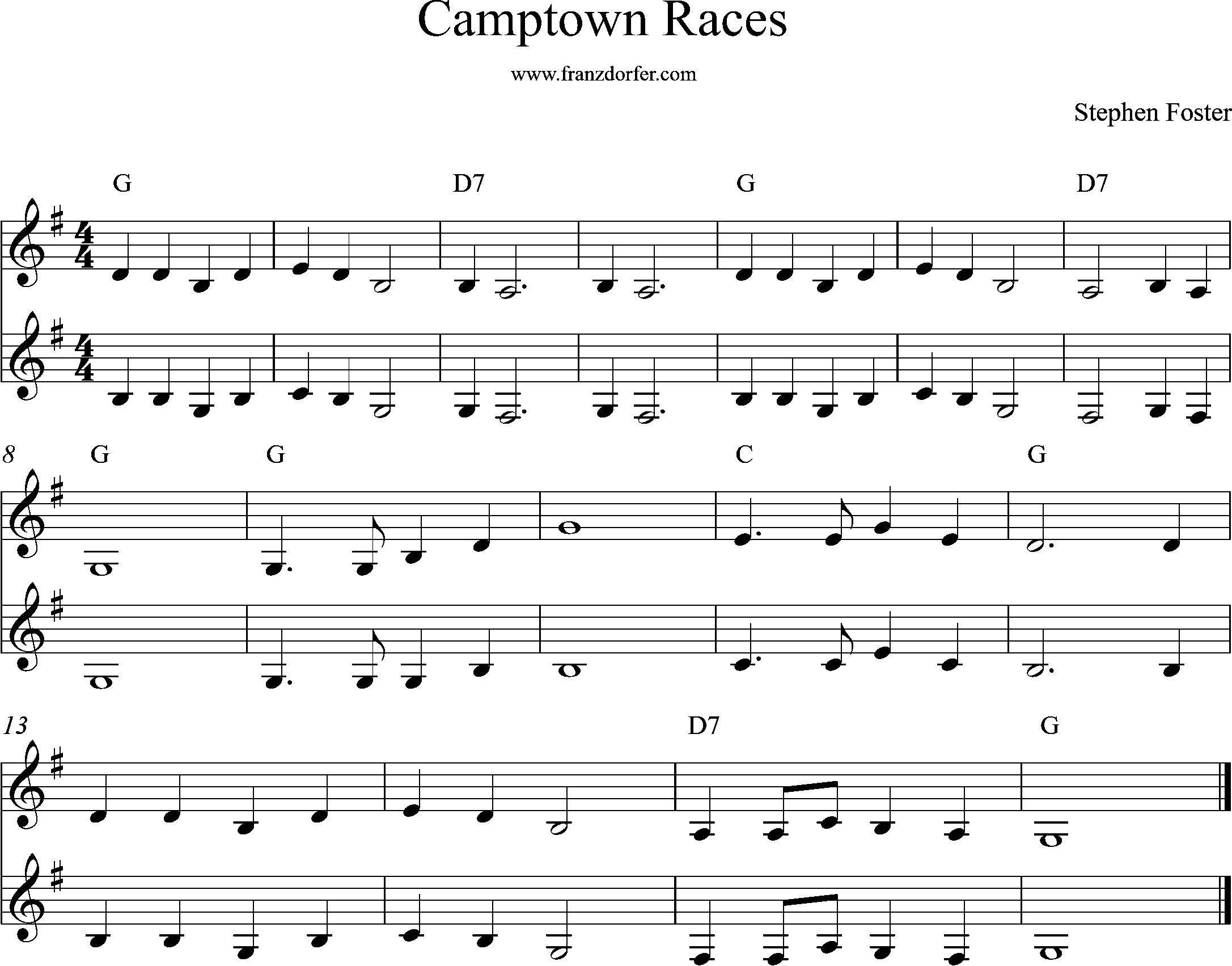 sheetmusic Camtown races , G-Major
